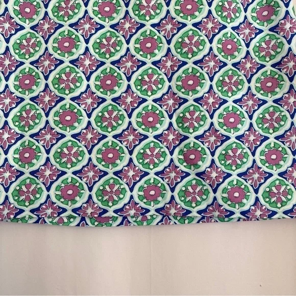 Talbots Women's A-Line Canvas Skirt Medallion Floral Print Green Blue Pink sz 10 - Picture 12 of 13